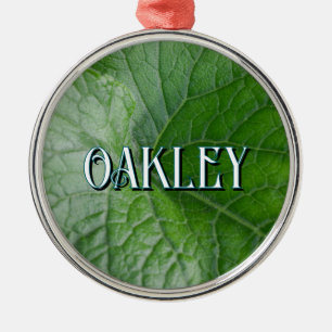 Green Leaf Vein Detail Metal Tree Decoration