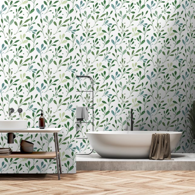 green leaf  wallpaper (Bathroom)