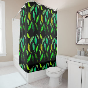 Green leaf watercolor eco art shower curtain