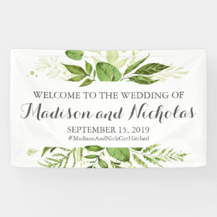Green Leaf Wedding Banner Decoration, Rustic Green