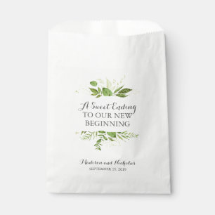 Green Leaf Wedding Favour Bags, Rustic Greenery Bags