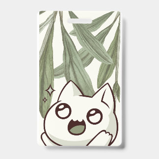 Green leaf with cat | pet lovers | back to nature ID badge