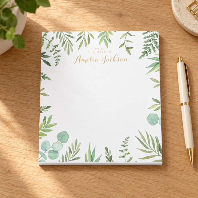 Green Leaf Wreath Personalised Notepad Stationery (Creator Uploaded)