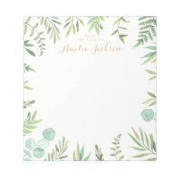 Green Leaf Wreath Personalised Notepad Stationery