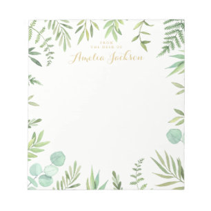 Green Leaf Wreath Personalised Notepad Stationery