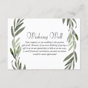 Green Leaf Wreath Wedding Wishing Well Enclosure Card
