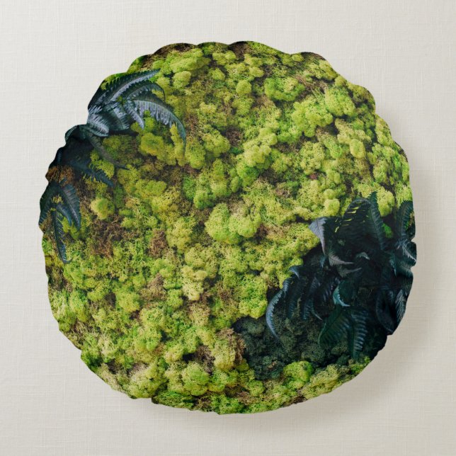 Green leafed plants round cushion (Front)