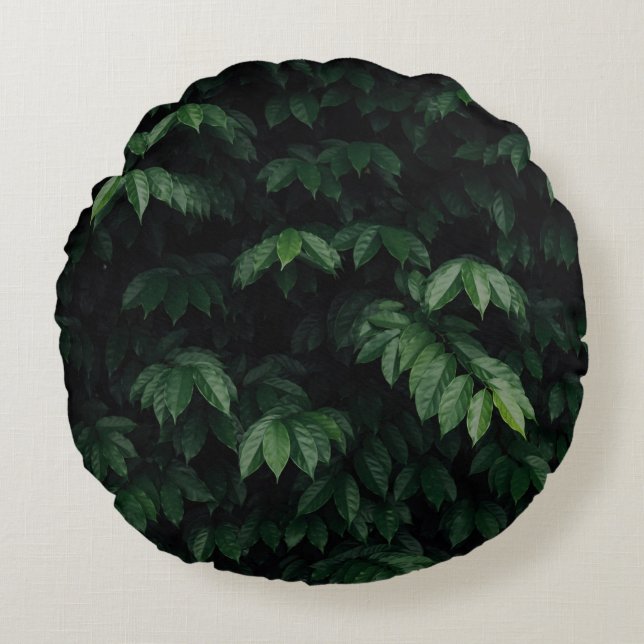 GREEN-LEAFED TREE ROUND CUSHION (Front)