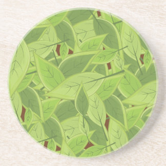 Green Leafs Pattern Coaster
