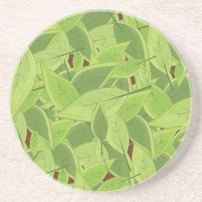 Green Leafs Pattern Coaster (Front)
