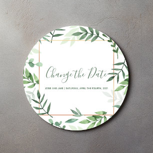 Green leafy Change the date wedding envelope seal