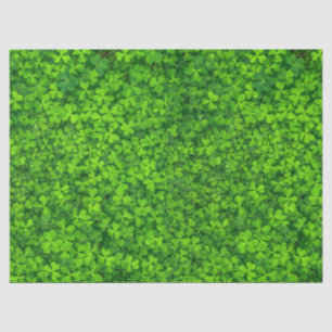Green Leafy Clovers with Water Drops Tissue Paper