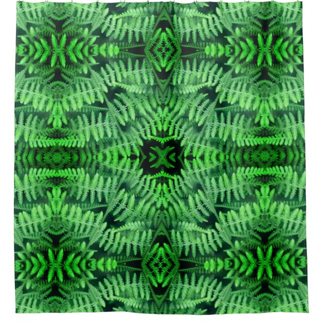 Green Leafy Ferns Abstract       Shower Curtain (Front)