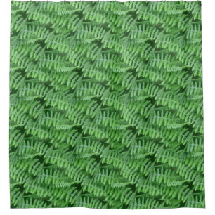 Green Leafy Ferns Nature Pattern  Shower Curtain