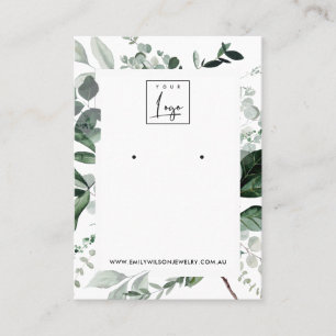 Green Leafy Frame Fauna Earring Stud Display Logo Business Card