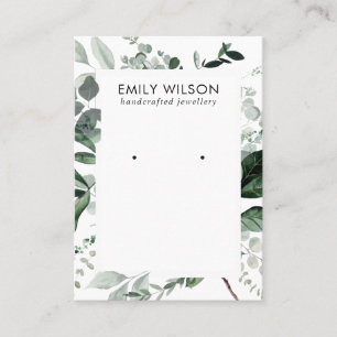 Green Leafy Frame Foliage Earring Stud Display Business Card