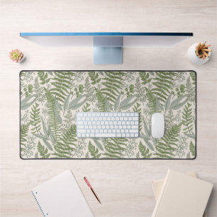 Green Leafy Garden Floral Pattern Desk Mat