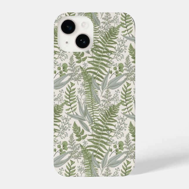 Green Leafy Garden Floral Pattern iPhone Case (Back)