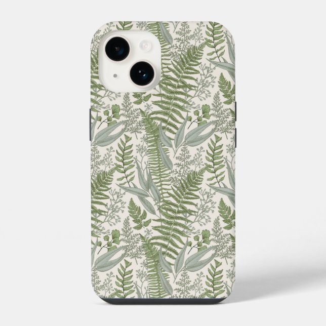 Green Leafy Garden Floral Pattern iPhone Case (Back)