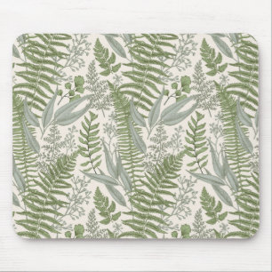 Green Leafy Garden Floral Pattern Mouse Mat