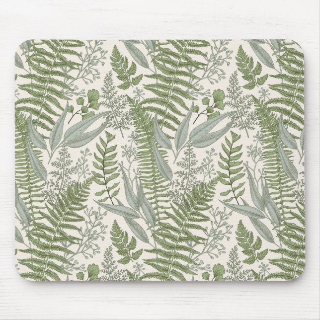 Green Leafy Garden Floral Pattern Mouse Mat (Front)