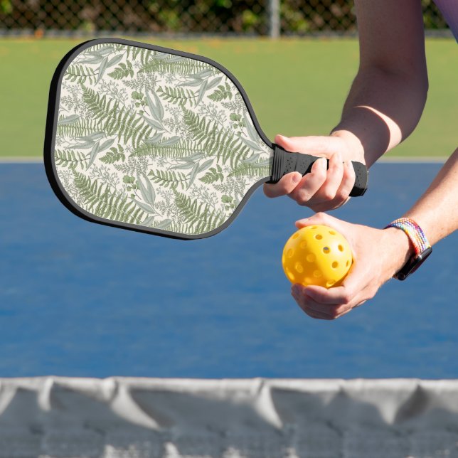 Green Leafy Garden Floral Pattern Pickleball Paddle (Insitu)
