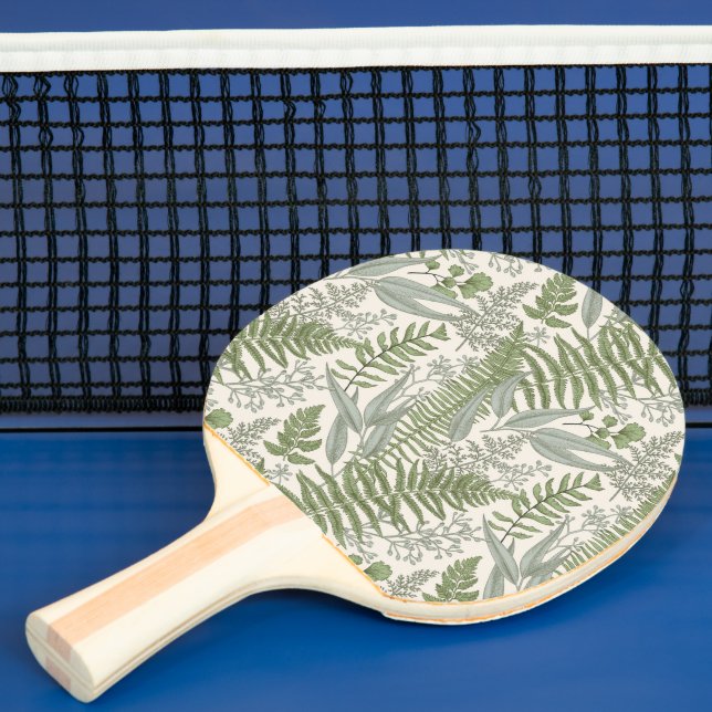 Green Leafy Garden Floral Pattern Ping Pong Paddle (Insitu)