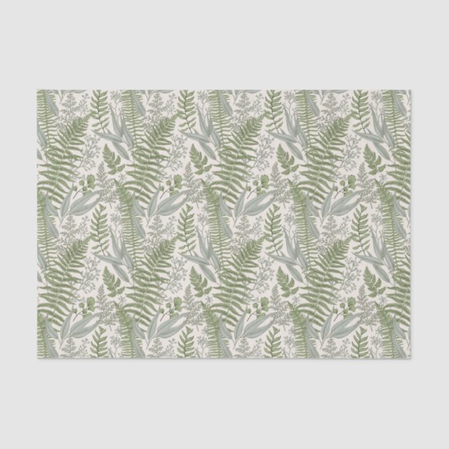 Green Leafy Garden Floral Pattern Tissue Paper (Front)