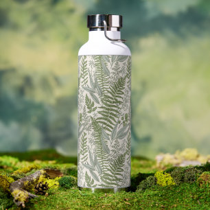 Green Leafy Garden Floral Pattern Water Bottle
