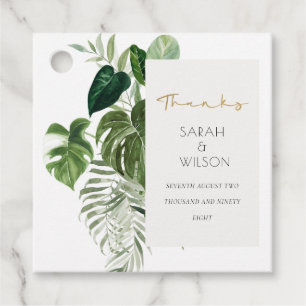 Green Leafy Palm Tropical Foliage Wedding Thanks Favour Tags