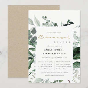 Green Leafy Tropical Fauna Rehearsal Dinner Invite