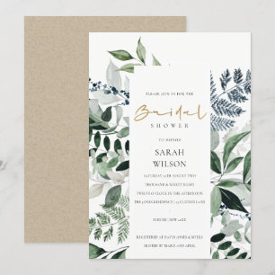 Green Leafy Tropical Foliage Bridal Shower Invite