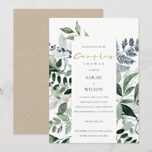 Green Leafy Tropical Foliage Couples Shower Invite
