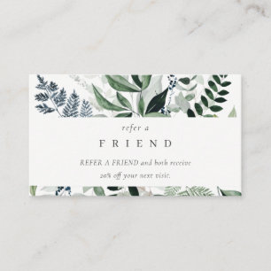 Green Leafy Tropical Foliage Fern Refer a Friend Business Card