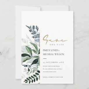 Green Leafy Tropical Foliage Save The Date Invite