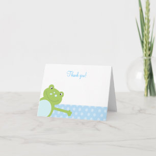 Green Leap Frog Folded Thank you note (Blue)