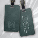 Green Leather Bold Monogram Masculine  Luggage Tag<br><div class="desc">A bold monogram design</div>