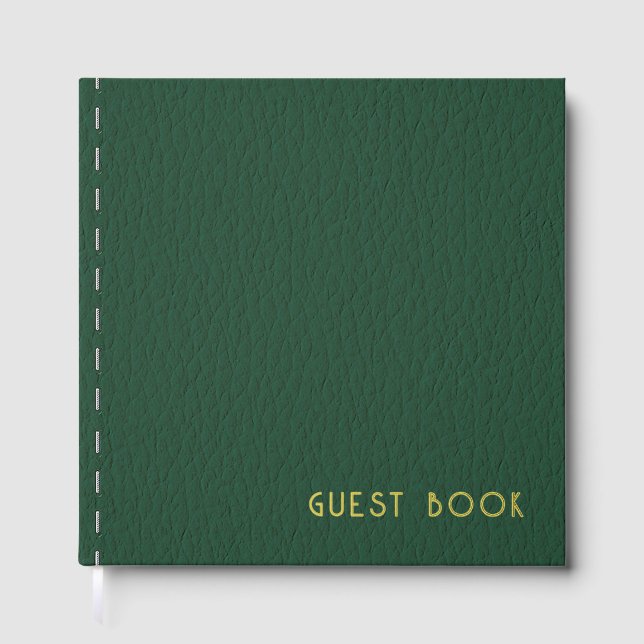 Green Leather Design Guest Book (Front)