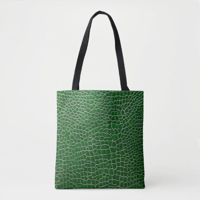 Green leather effect pattern tote bag (Front)