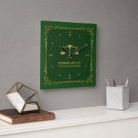Green Leather Gold Justice Scale Vintage Frame
