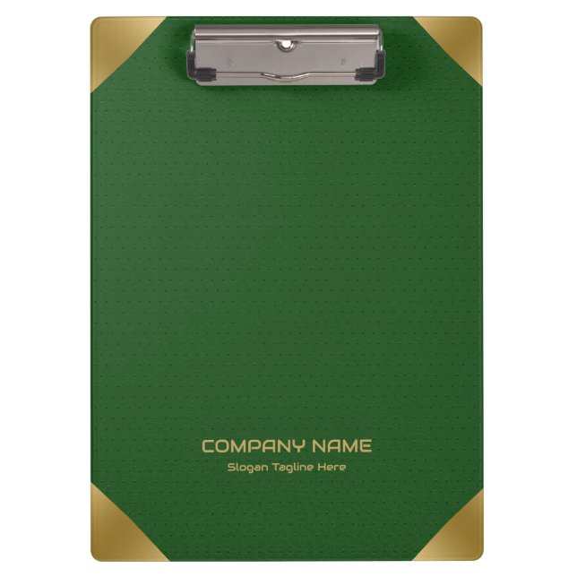 Green leather image print with gold accents clipboard (Front)