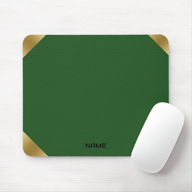 Green leather image print with gold accents mouse mat (With Mouse)