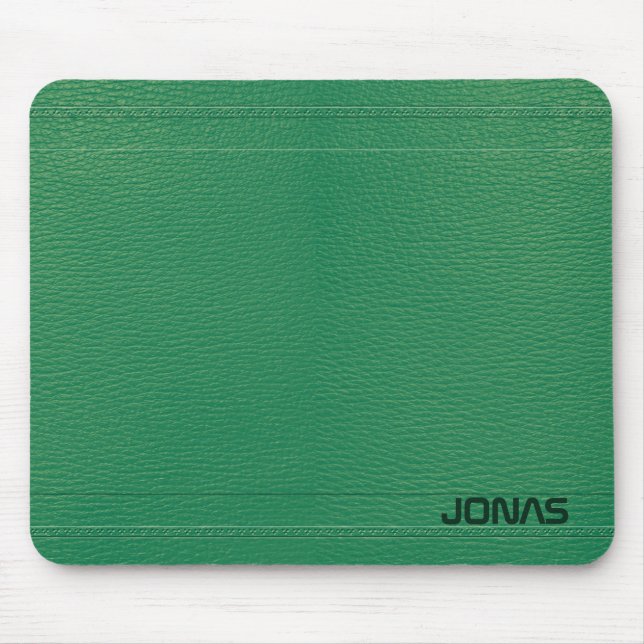 Green Leather Look Mouse Mat (Front)