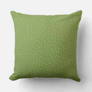 Green Leather Look Print Pillow