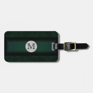 Green Leather Monogramed Luggage Tag