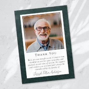 Green Leather Photo Keepsake Funeral Memorial Thank You Card