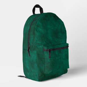 Green Leather  Printed Backpack