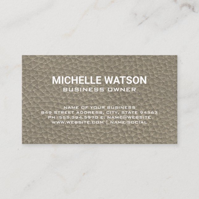 Green Leather Texture Business Card (Front)