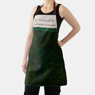 Green Leather texture elegant bakery kitchen Apron