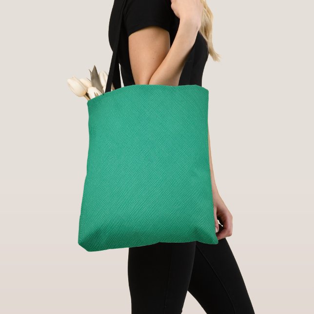 Green leather texture tote bag (Close Up)